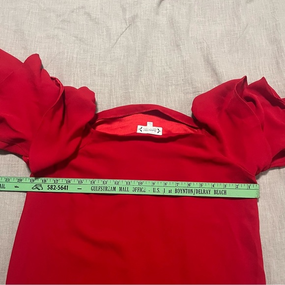 Nanette Lepore Red Mini Dress Tiered Ruffled Sleeves Size 6 Hoco Formal Holiday - Picture 6 of 6